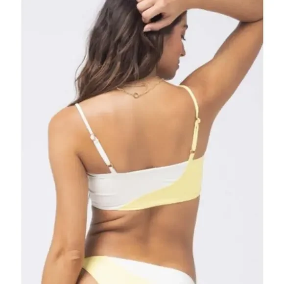 L*Space Ari Bikini Top in Yellow White Size Medium NWT - Picture 2 of 6